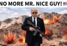 ‘No More Mr Nice Guy’, posts Trump along with his image holding a gun