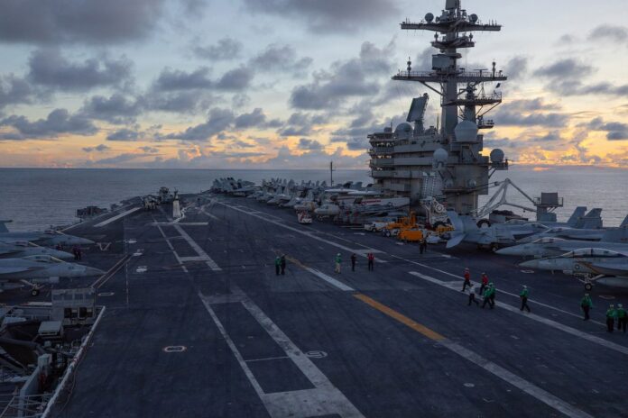 American aircraft carrier USS George Bush deployed near the Strait of Hormuz