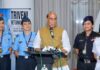 Rajnath felicitates crew of first all-women Tri-services global sailing expedition